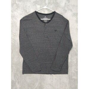 American Eagle Shirt Mens XL Gray Henley Long Sleeve Vintage Fit Cotton